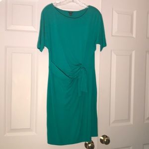 Ann Taylor Cotton Ruched Green Dress